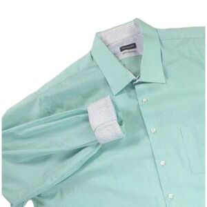 Van Heusen Air Stretch Flip Cuff Long Sleeve Button Down Green Oeko-Tex 2XL